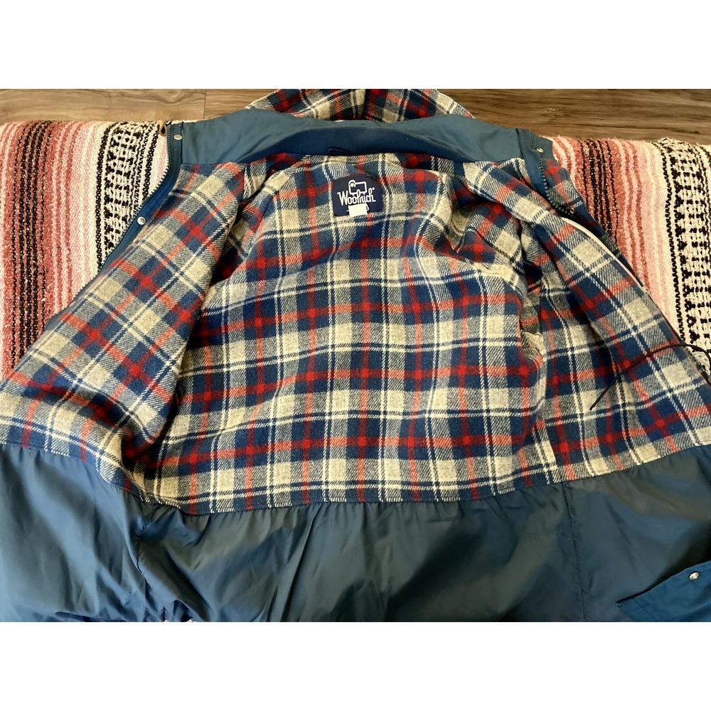 Vtg Woolrich Wool Blend Lined Parka Jacket Mens XL Blue Removable Hood USA Made - Picture 5 of 10